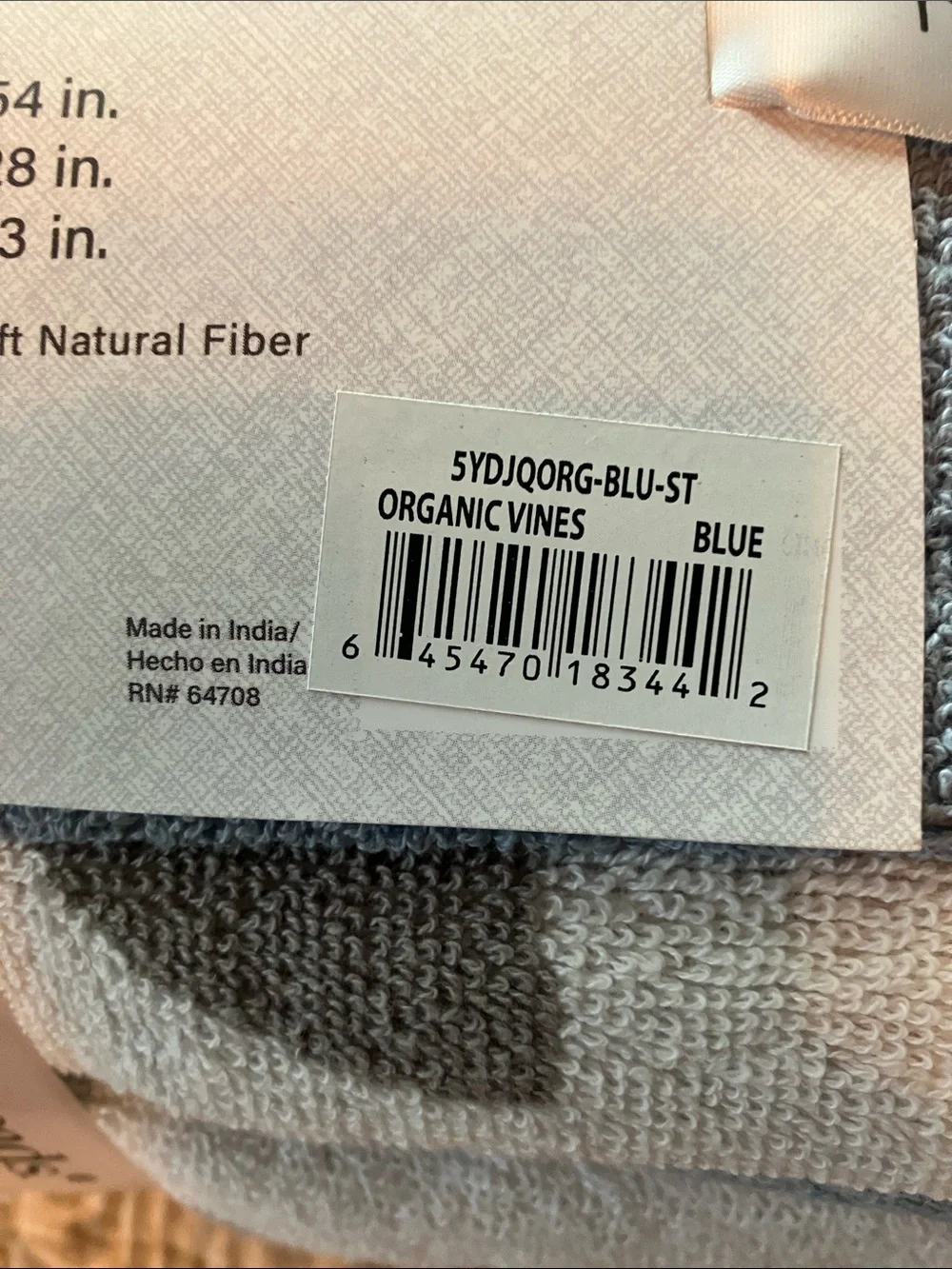Organic Vines Jacquard Towels - Blue & Cream (6-Piece)